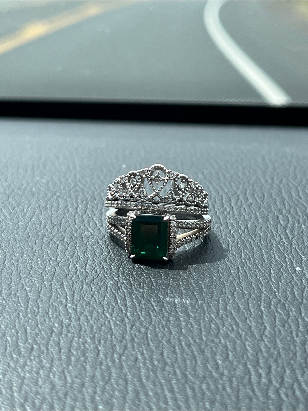 Silver Tiara Ring with  1/3 Ct Diamonds
